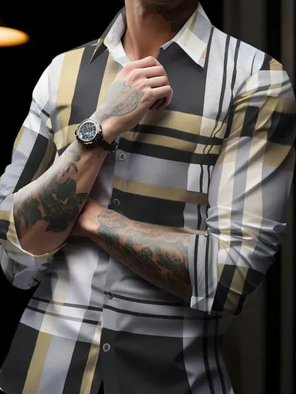 Breathable Volkswagen Casual Versatile Lattice Men's Long Sleeve Shirt - Which Mark