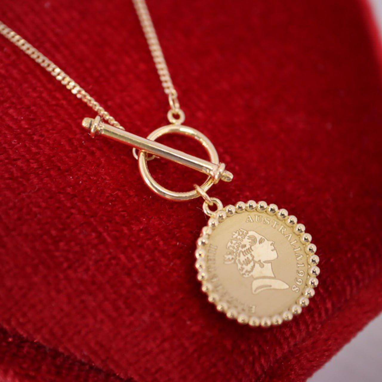 Gold Retro Round Brand Pure Jewelry Necklace - Which Mark