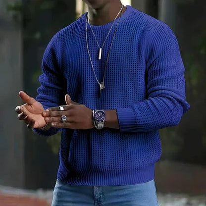 Men's New Youth Round Neck Long Sleeve Pullover Sweater - Which Mark