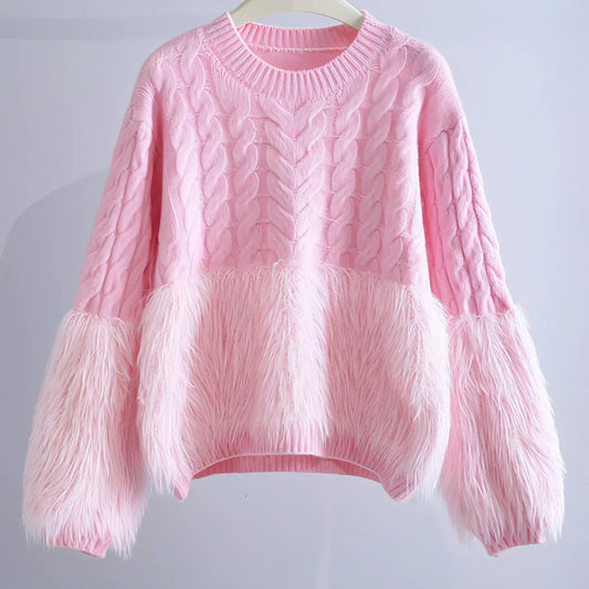 Cable-knit Sweater Women's Design Sense Loose - Which Mark