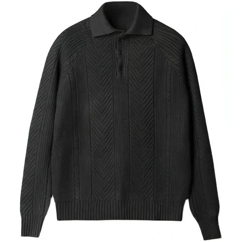 Men's Lapel Knitted Sweater Winter Pullover Long-sleeved Top Clothes - Which Mark