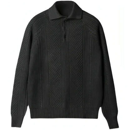 Men's Lapel Knitted Sweater Winter Pullover Long-sleeved Top Clothes - Which Mark