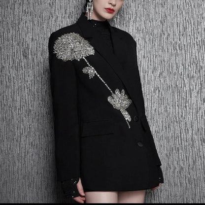 Women's Hand-stitched Floral Suit Jacket - Which Mark