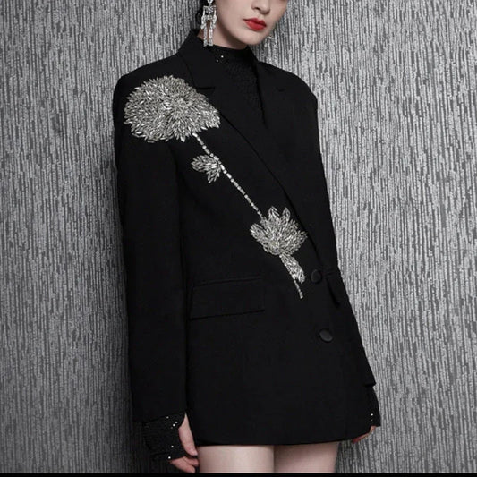 Women's Hand-stitched Floral Suit Jacket - Which Mark