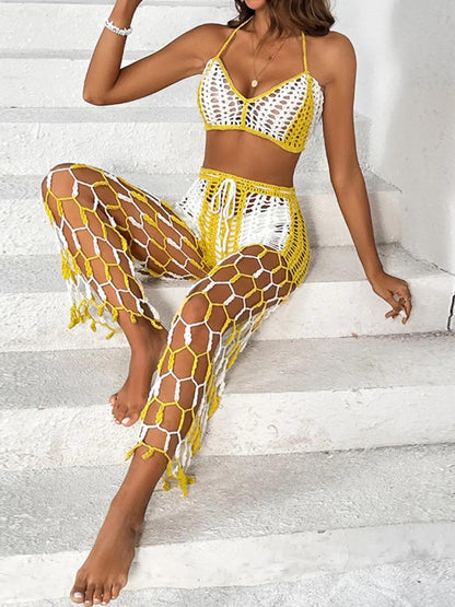 Cutout Halter Neck Top and Pants Two-Piece Swim Set - Which Mark