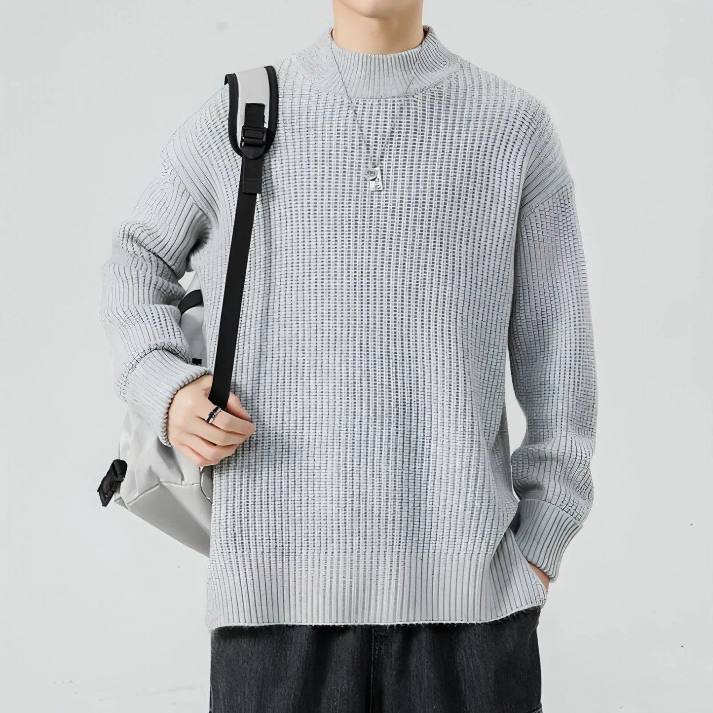 Half High Necked Sweater For Men's Casual Knitwear Outerwear - Which Mark
