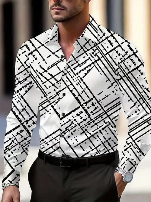 Breathable Volkswagen Casual Versatile Lattice Men's Long Sleeve Shirt - Which Mark