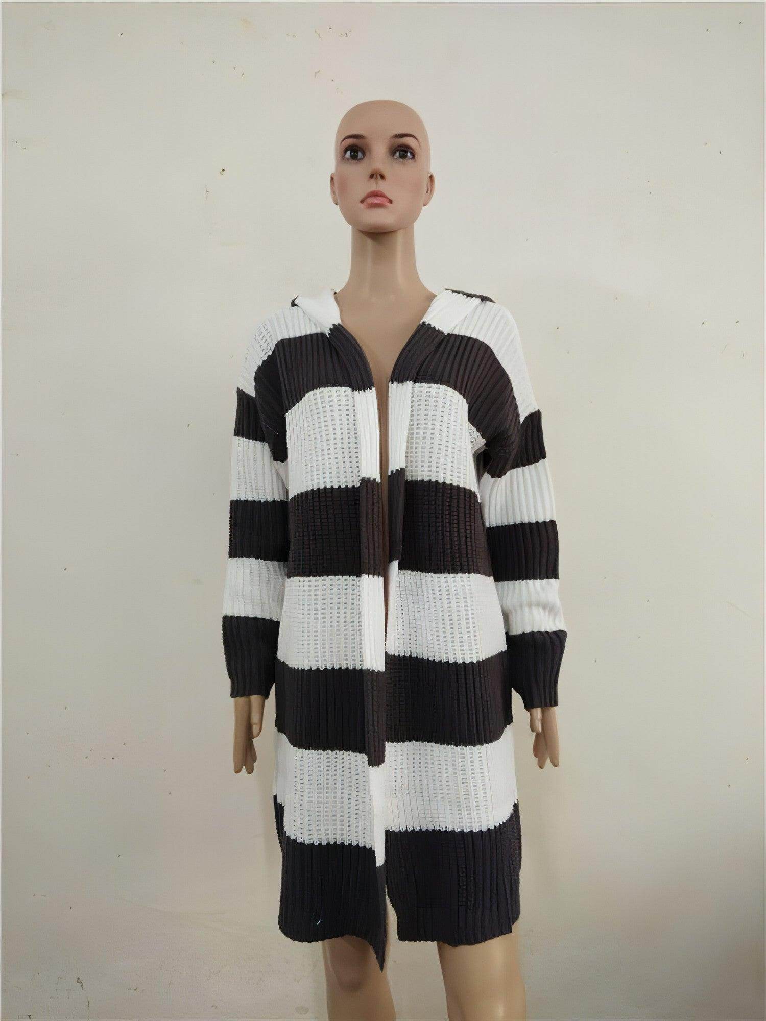 Mid-color Hooded Mid-length Cardigan Jacket Women Sweater - Which Mark