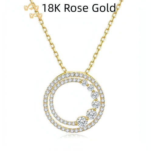 18K Gold Rose Gold Diamond Necklace Round - Which Mark