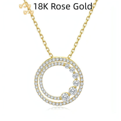 18K Gold Rose Gold Diamond Necklace Round - Which Mark