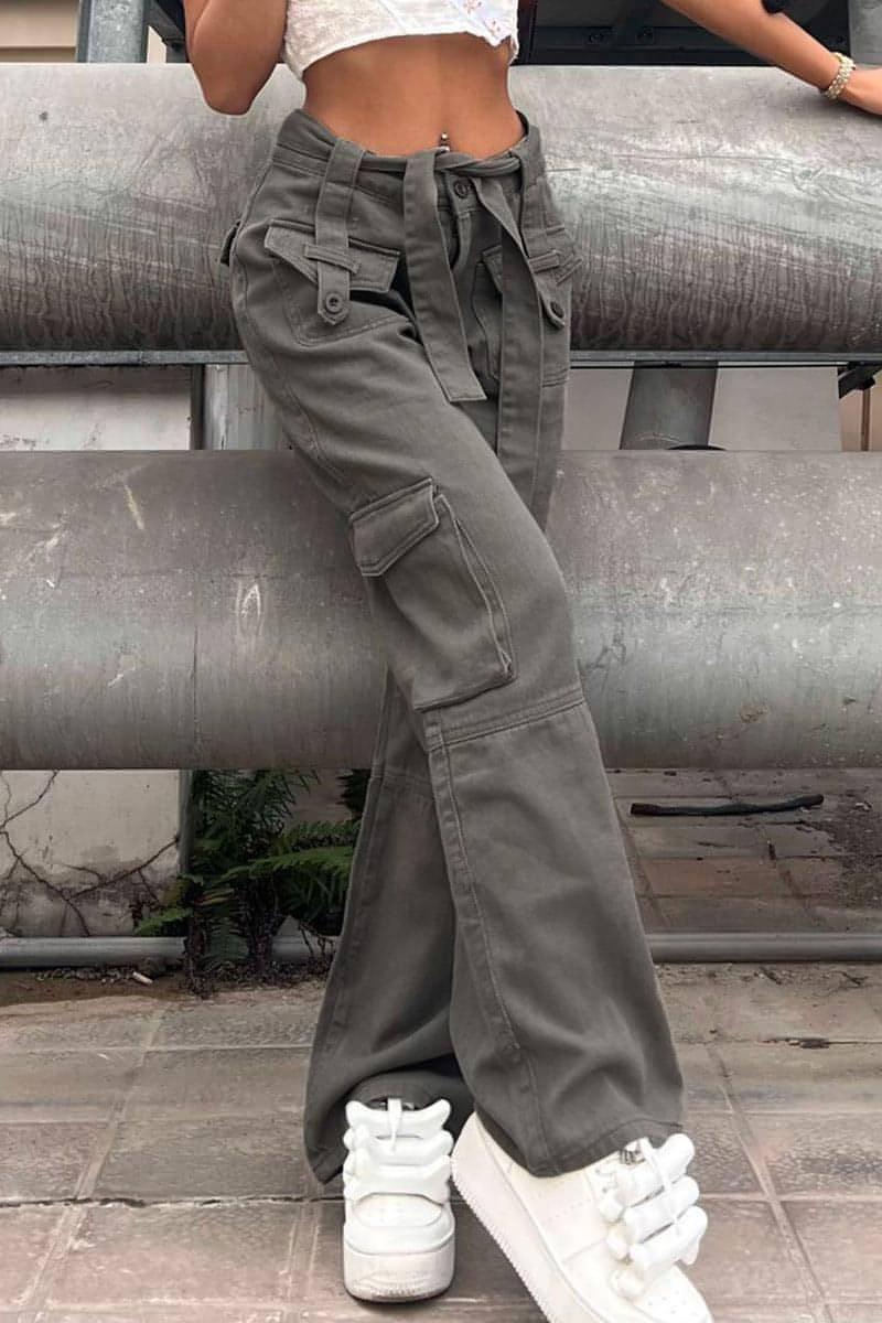 Vintage Multi Pocket Belt Casual Workwear Jeans Women - Which Mark
