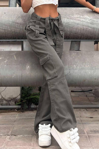 Vintage Multi Pocket Belt Casual Workwear Jeans Women - Which Mark