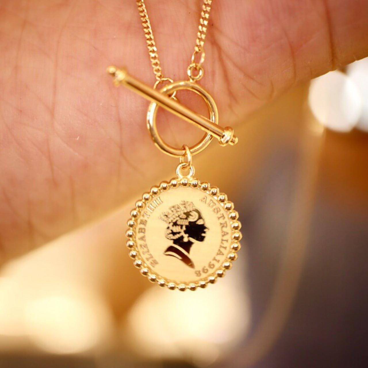 Gold Retro Round Brand Pure Jewelry Necklace - Which Mark