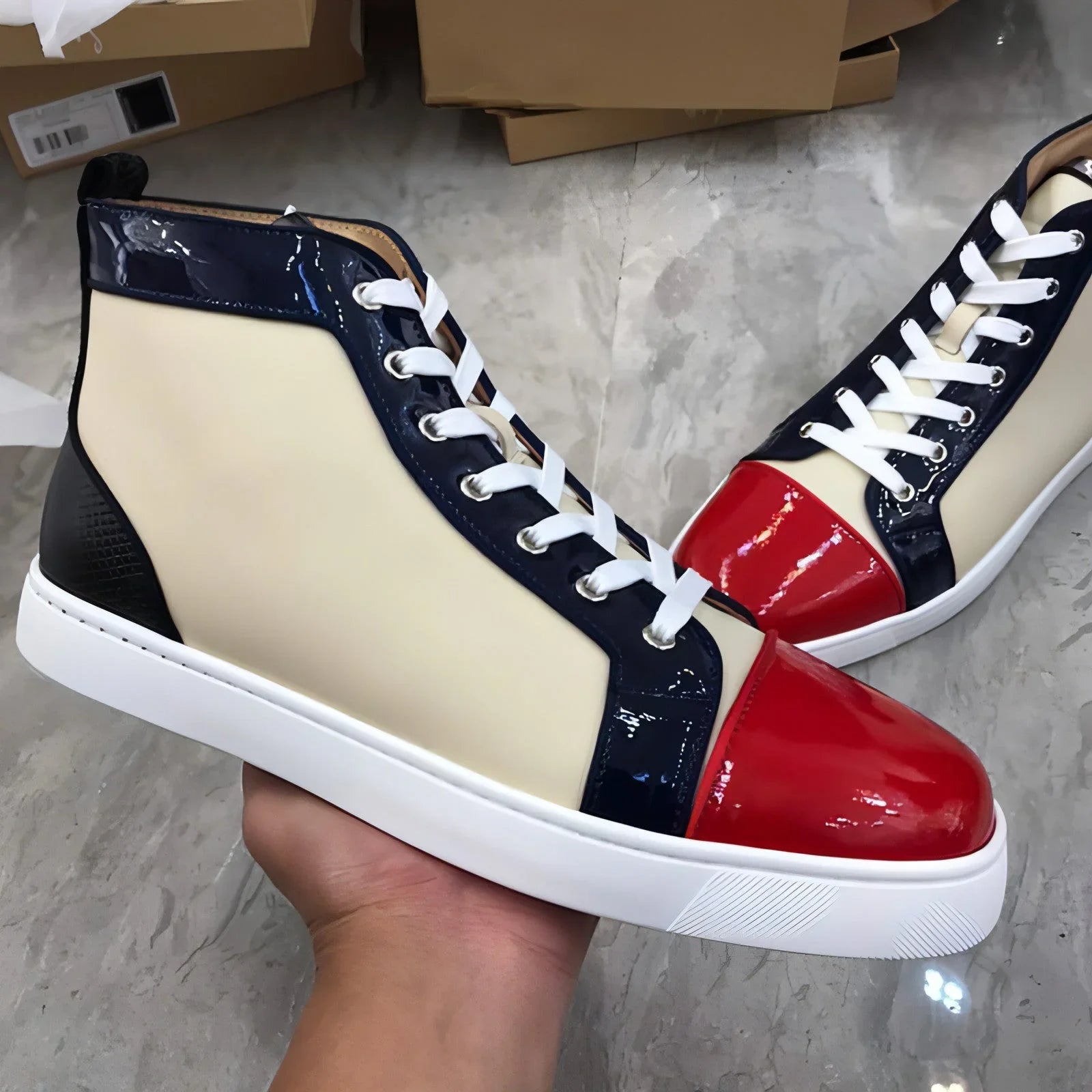 Men's High Top Casual Board Shoes Crocodile Pattern Sports Leather - Which Mark