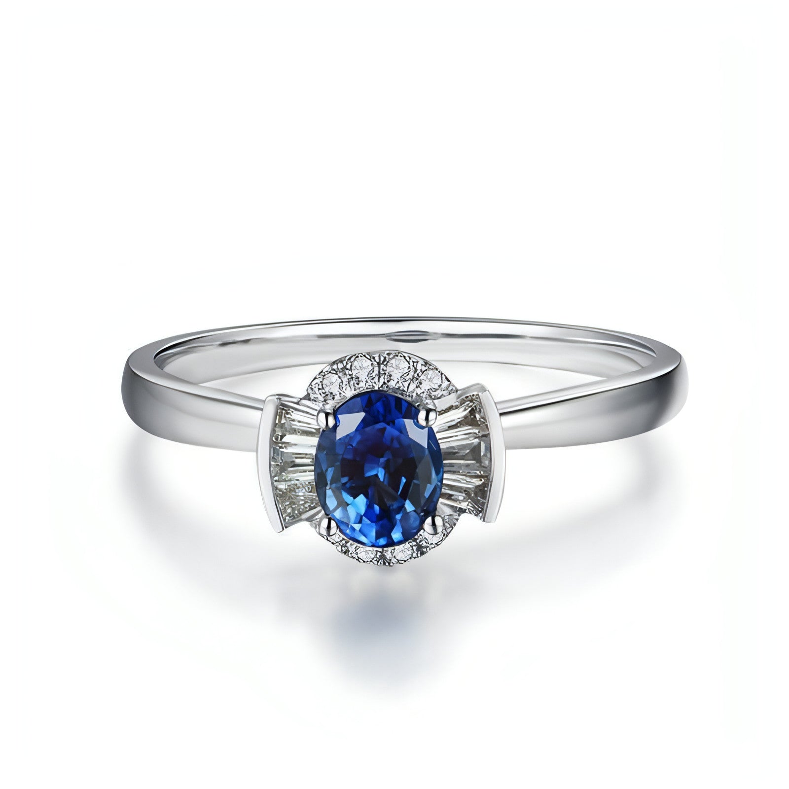 Sapphire & Diamond Inlaid 18K Gold Women's Ring - Which Mark