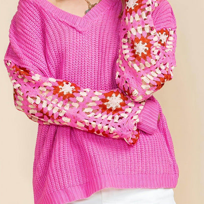 Women's Casual All-match Crocheted Knitted Top - FLORAL SWEATER - Which Mark