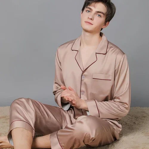 New Spring And Autumn Silk Couple Pajamas For Women - Which Mark