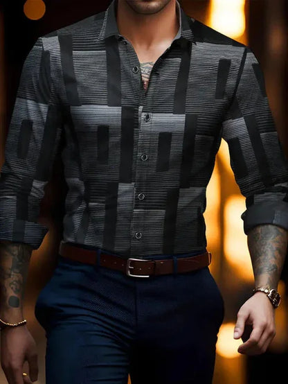 Breathable Volkswagen Casual Versatile Lattice Men's Long Sleeve Shirt - Which Mark