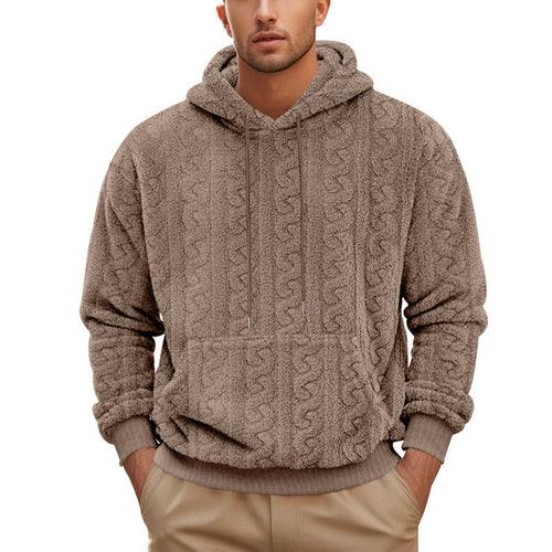European And American Fall Winter Men Hooded Jacquard Teddy Plush - Which Mark