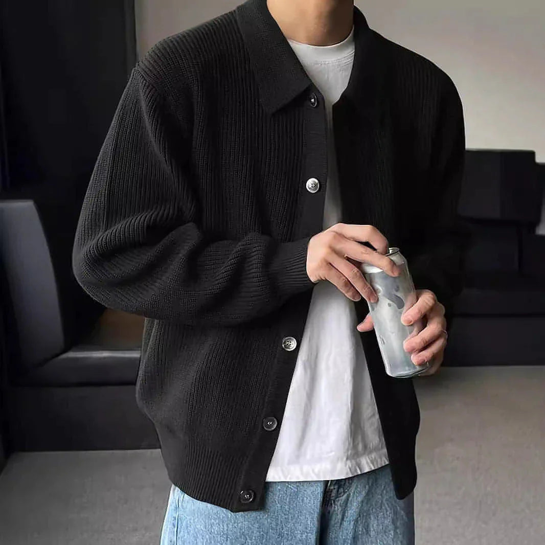 Fashion Solid Color Simple Men's Knitwear Cardigan Sweater Coat - Which Mark