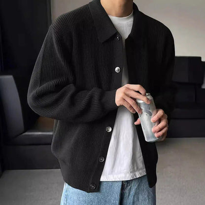 Fashion Solid Color Simple Men's Knitwear Cardigan Sweater Coat - Which Mark