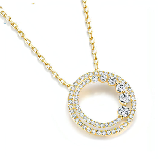 18K Gold Rose Gold Diamond Necklace Round - Which Mark
