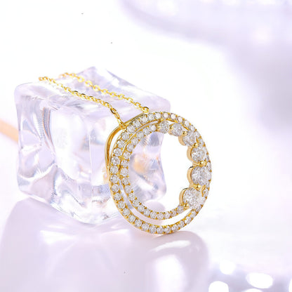 18K Gold Rose Gold Diamond Necklace Round - Which Mark