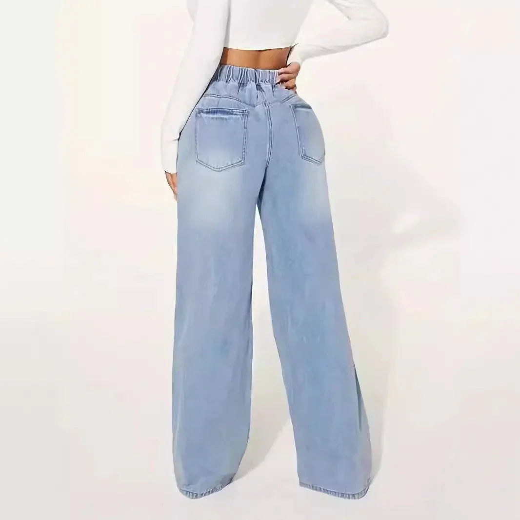 25 Edition – High Waist Drawstring Wide Leg Jeans – Light Blue - Which Mark