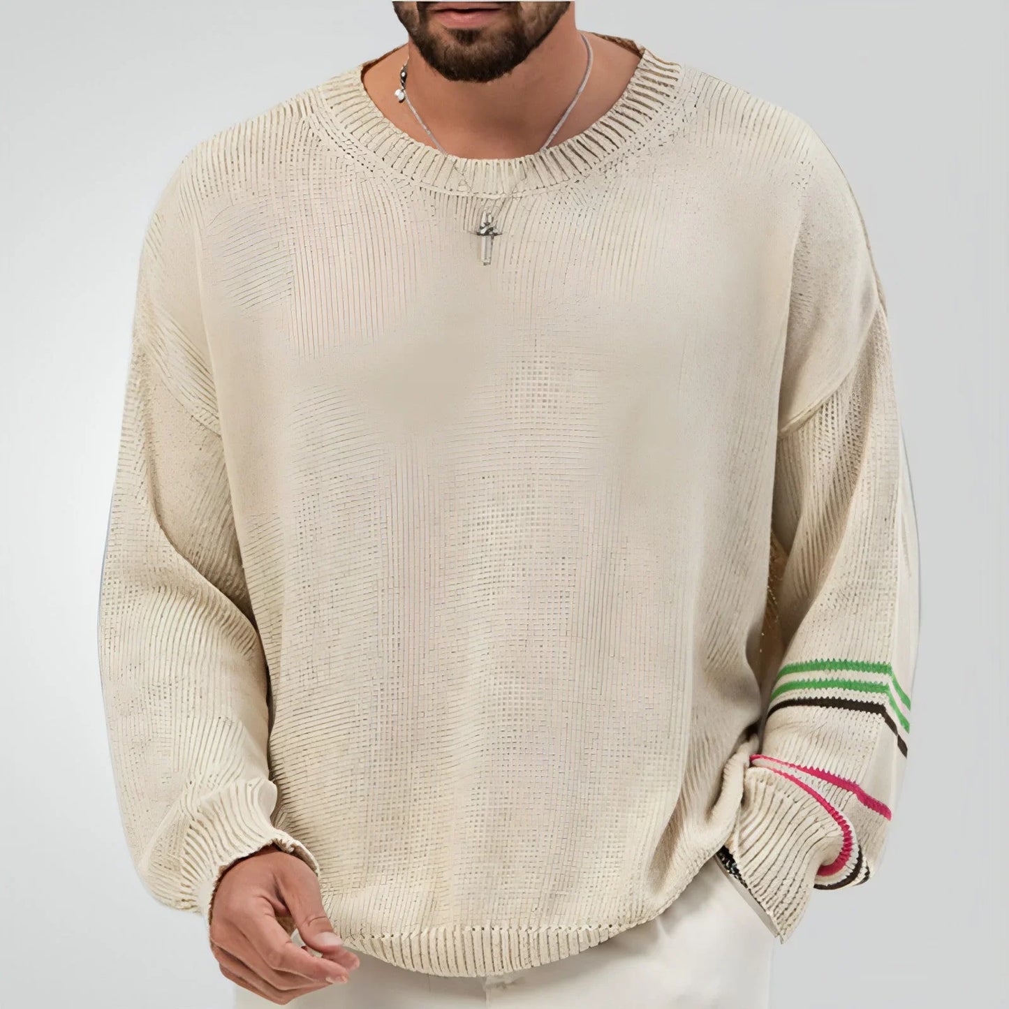 Round Neck Pullover Long Sleeve Base Lightweight Sweater - Which Mark
