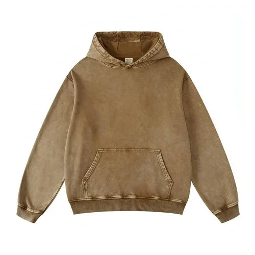 Thickened Washed Old Gradient Solid Color Batik Hooded Sweater For Men - Which Mark