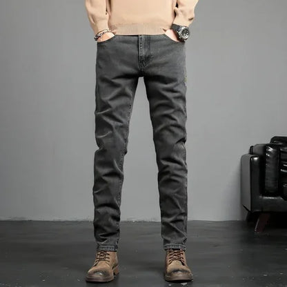 Youth Retro Embroidered Denim Pants Men Jeans - Which Mark