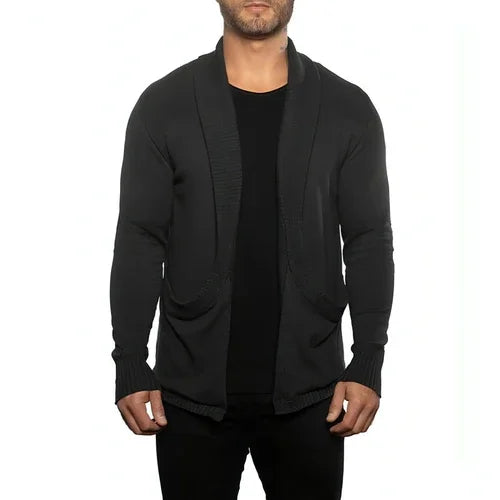 Solid Color Cardigan Sweater With Pockets Casual Men's Long-sleeved - Which Mark