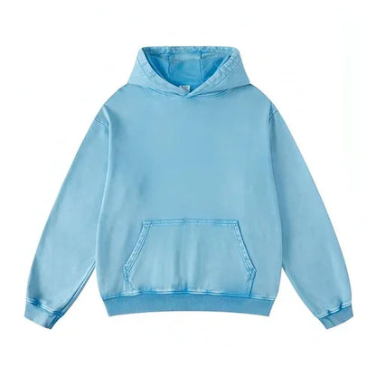 Thickened Washed Old Gradient Solid Color Batik Hooded Sweater For Men - Which Mark