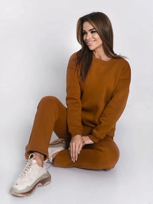 Insulated tracksuit for women sweatshirt and loose pants taba FI762 - Which Mark