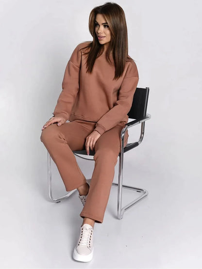 Ladies' insulated tracksuit top and loose pants beige FI762 - Which Mark