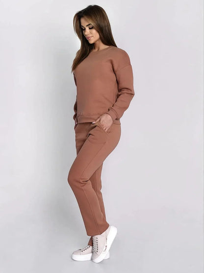 Ladies' insulated tracksuit top and loose pants beige FI762 - Which Mark