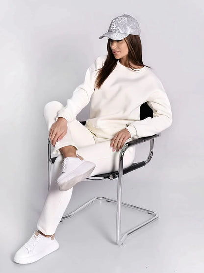 Insulated tracksuit for women sweatshirt and loose pants ecru FI762 - Which Mark
