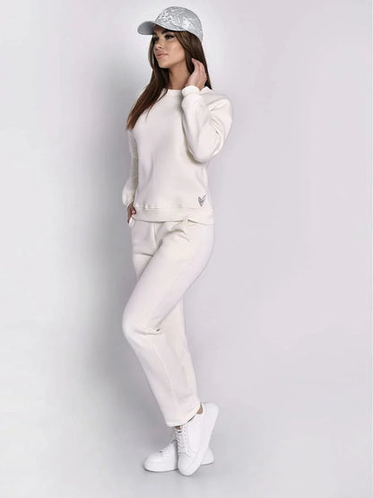 Insulated tracksuit for women sweatshirt and loose pants ecru FI762 - Which Mark