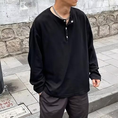 Loose Casual Retro Button Top T-Shirt - Which Mark