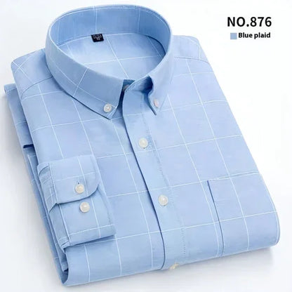 Men's Oxford Pure Color Slim Shirt For Young And Middle-aged People - Which Mark