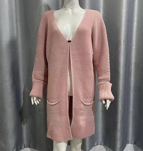 New Solid Color Loose Knitted Sweater Mid-length Coat - Which Mark