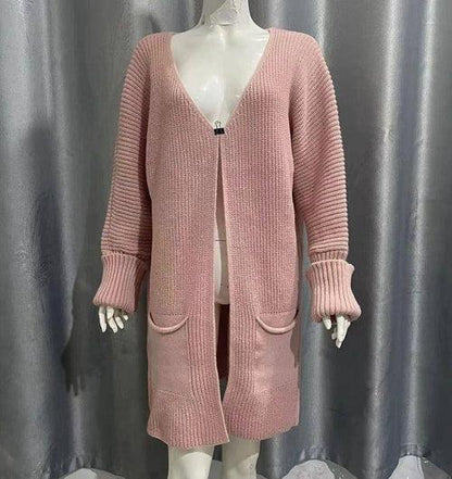 New Solid Color Loose Knitted Sweater Mid-length Coat - Which Mark