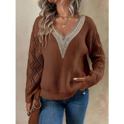 Spring And Autumn V-neck Sweater New Loose Casual Women - Which Mark