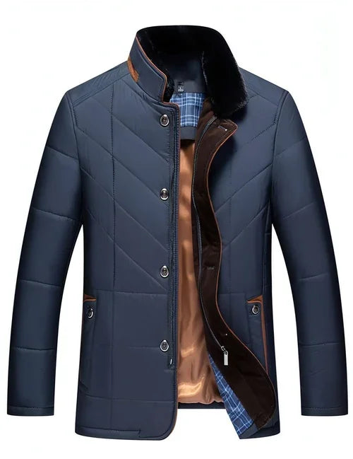 Dad's Warm Leisure Cotton-padded Coat Stand-up Collar Thick Coat Men - Which Mark