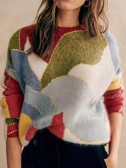 Fashion Elegant Crew Neck Pullover Sweater Women - Which Mark