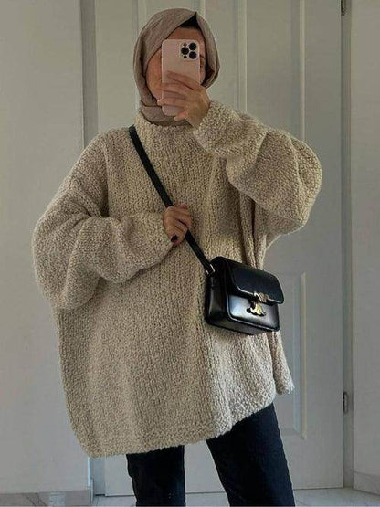 Women's Solid Color Basic Loose Casual Sweater - Which Mark