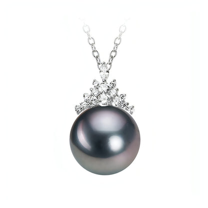 Black Pearl 18K Gold Pendant S925 Silver Necklace Female - Which Mark