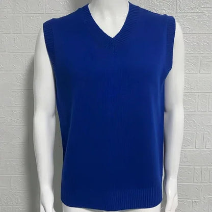 Knitwear Street Slim Fit V-neck Sleeveless Vest Sweater Men - Which Mark
