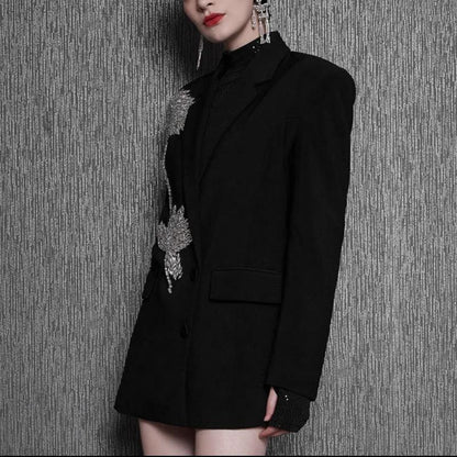 Women's Hand-stitched Floral Suit Jacket - Which Mark
