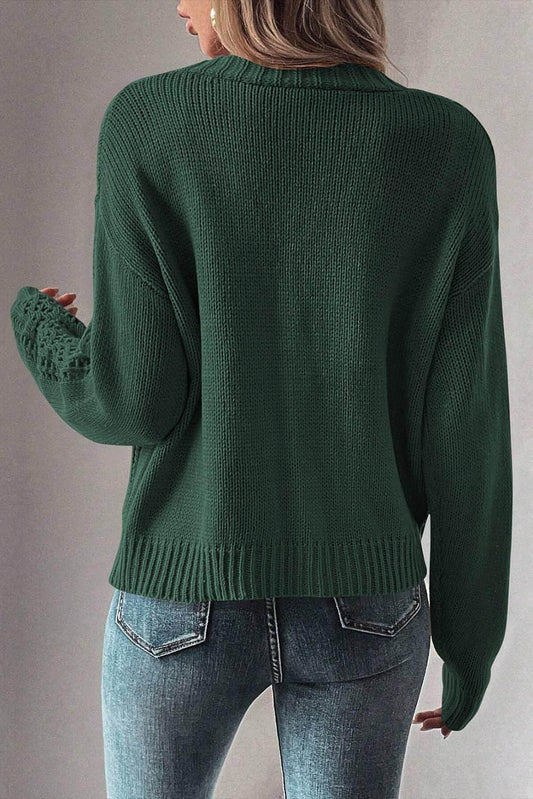 Canton Open Knit Drop Shoulder Sweater Cardigan - Which Mark